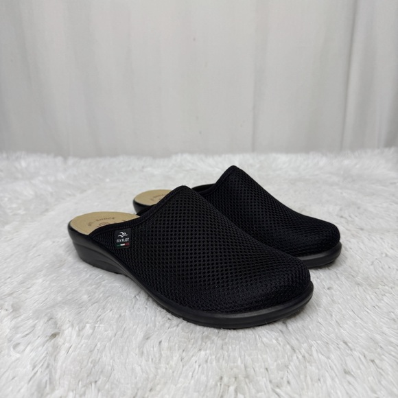 FLY FLOT / black mesh slip on anti-shock comfort mule slip on shoes / 37 (6) - Picture 1 of 11
